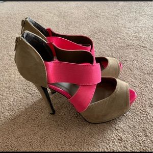 Qupid platform heels with elastic straps